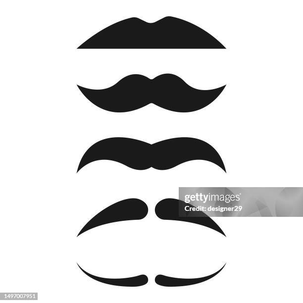 ilustrações, clipart, desenhos animados e ícones de conjunto de ícones de bigode. - mustache-pattern