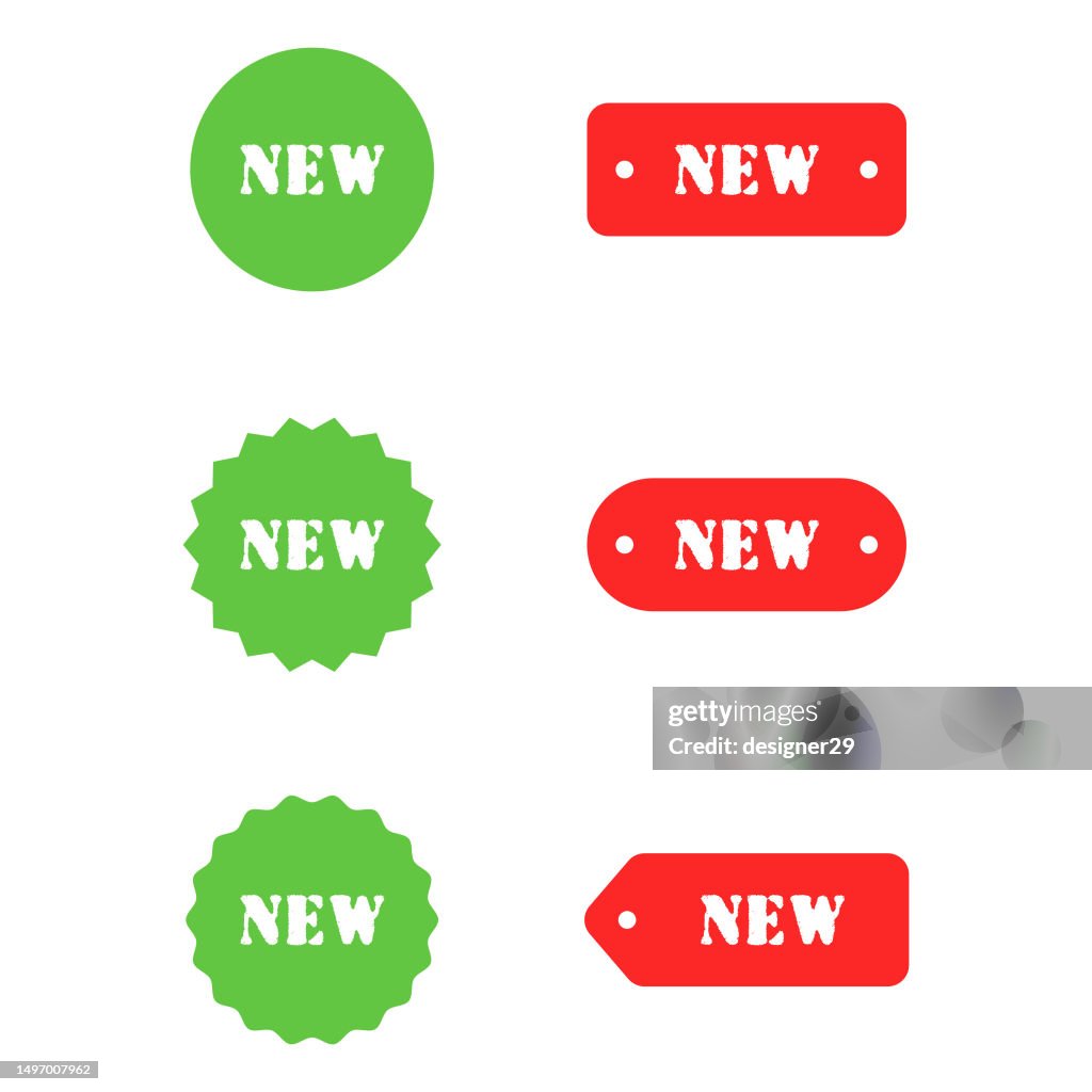 New Sticker Sample New Sticker Set Vector Design On White Background High-Res Vector ...