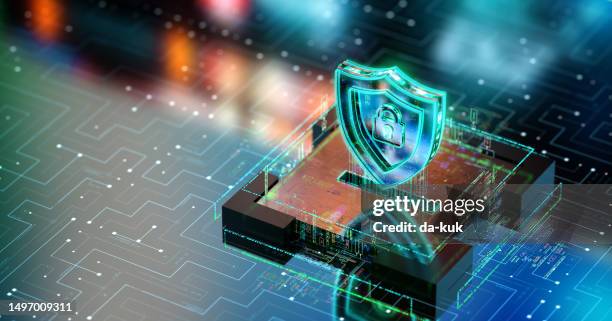 cyber security and safety concept. digital protection from viruses and malware. modern futuristic technology background. 3d render - anti virus stock pictures, royalty-free photos & images