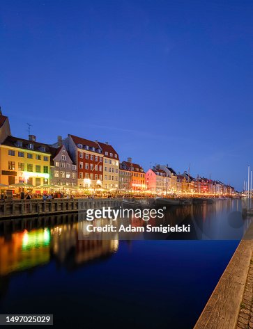 Copenhagen Nyhavn Waterfront City Skyline In The Evening High-Res Stock ...