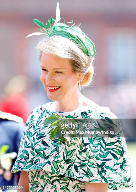 Queen Mathilde of Belgium attends the annual Founder's Day Parade at the Royal Hospital Chelsea on June 8, 2023 in London, England. Founder's Day...