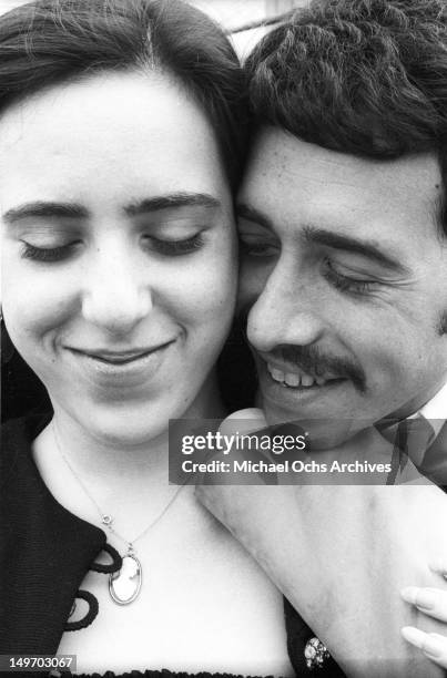 Singer/songwriter Laura Nyro and manager and partner David Geffen pose for a portrait session on September 13, 1969 in New York, New York.