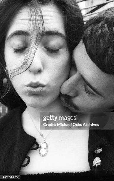 Singer/songwriter Laura Nyro and manager and partner David Geffen pose for a portrait session on September 13, 1969 in New York, New York.