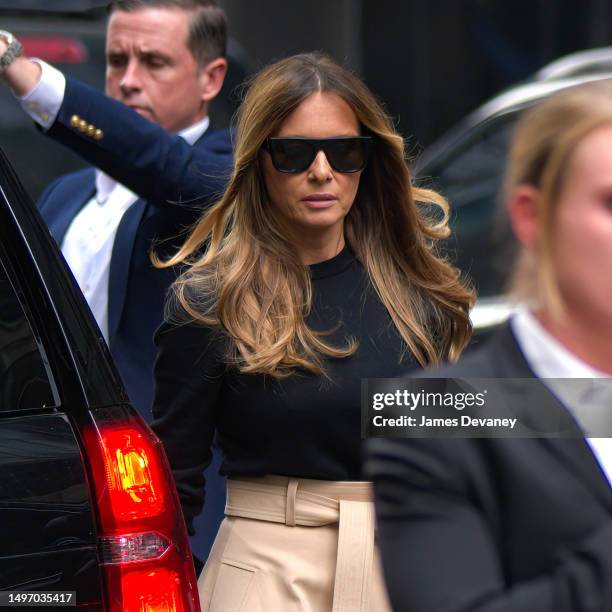 Former U.S. First Lady Melania Trump arrives to Trump Tower in Manhattan on June 8, 2023 in New York City.