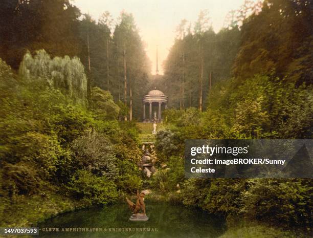 amphietheatre and soldiers monument in kleve, north rhine-westphalia, germany, historic, digitally restored reproduction of a photochrome print from the 1890s - memorial site stock illustrations