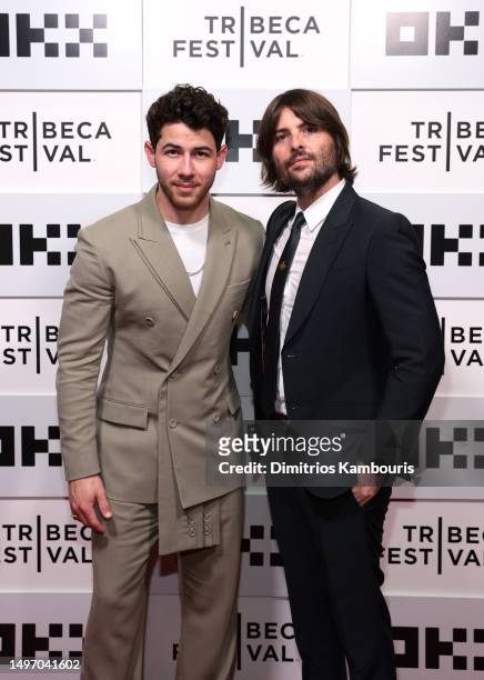Nick Jonas and Director Robert Schwartzman attend "The Good Half" premiere during 2023 Tribeca Festival at BMCC Theater on June 08, 2023 in New York...