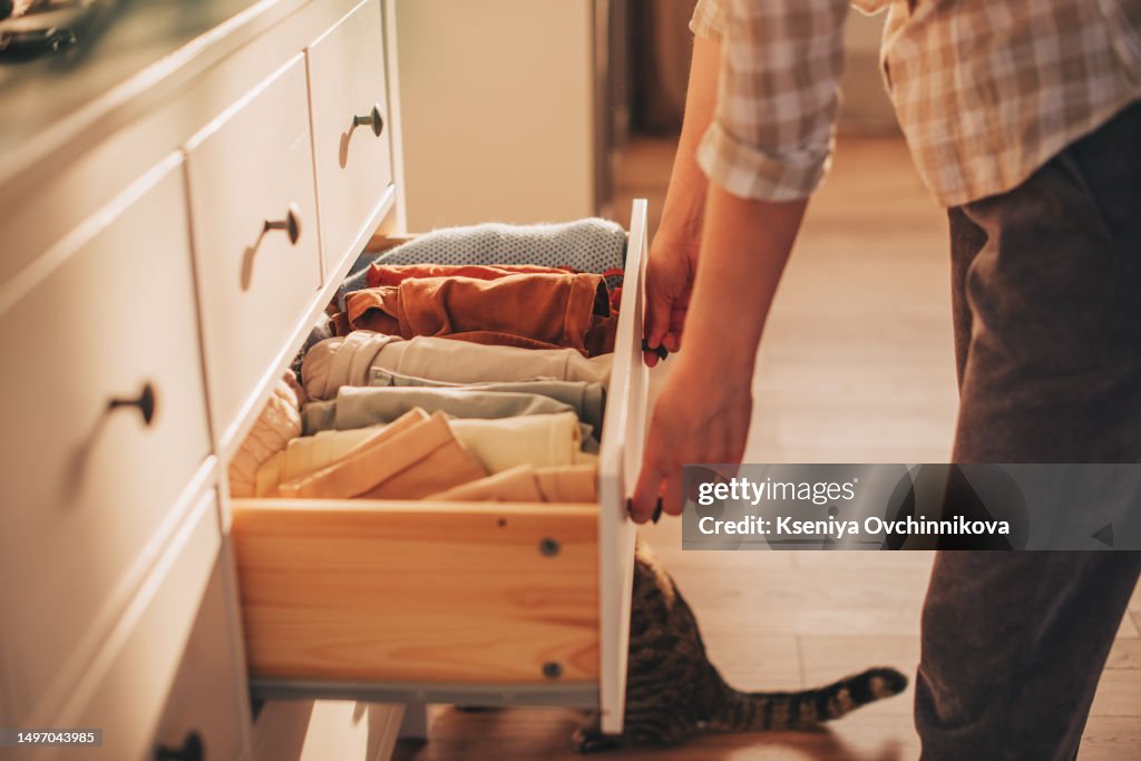 Chest of drawers with hand clothes