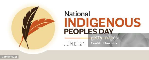 ilustraciones, imágenes clip art, dibujos animados e iconos de stock de día nacional de los pueblos indígenas 21 de junio celebración banner web horizontal con plumas - pluma