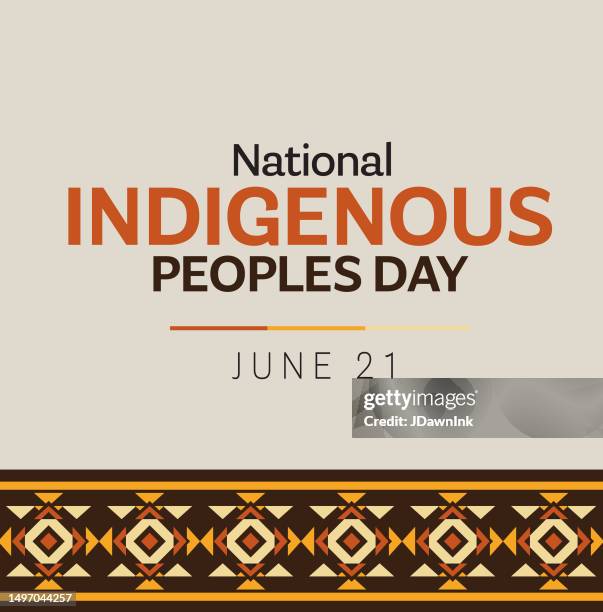 national indigenous peoples day june 21 celebration square poster with pattern - canadian culture icons stock illustrations
