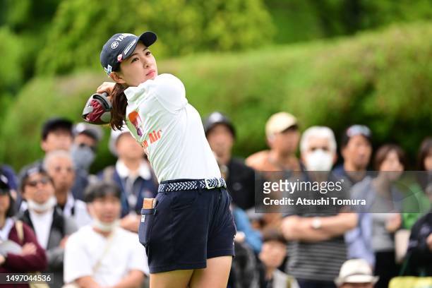 Kana Nagai of Japan hits her tee shot on the 10th hole during the second round of Ai Miyazato Suntory Ladies Open Golf Tournament at Rokko Kukusai...