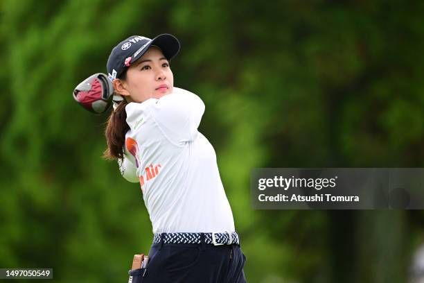 Kana Nagai of Japan hits her tee shot on the 13th hole during the second round of Ai Miyazato Suntory Ladies Open Golf Tournament at Rokko Kukusai...