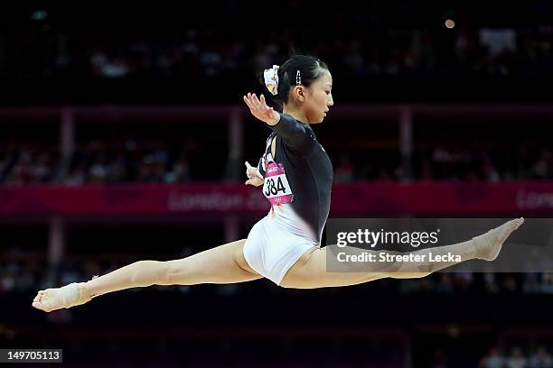 Asuka Teramoto of Japan competes on the balance beam in the Artistic Gymnastics Women's Individual All-Around final on Day 6 of the London 2012...