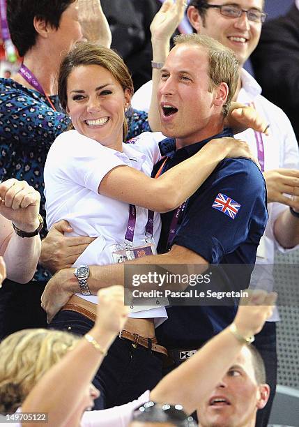 Catherine, Duchess of Cambridge and Prince William, Duke of Cambridge during Day 6 of the London 2012 Olympic Games at Velodrome on August 2, 2012 in...