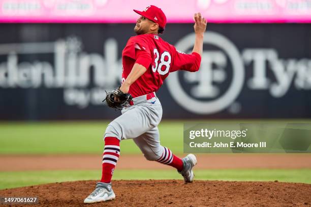 Jose Martinez of the Springfield Cardinals pitches during the game against the Amarillo Sod Poodles at HODGETOWN Stadium on June 04, 2023 in...