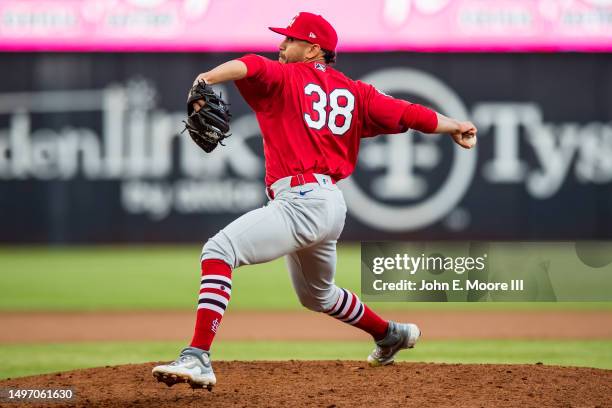 Jose Martinez of the Springfield Cardinals pitches during the game against the Amarillo Sod Poodles at HODGETOWN Stadium on June 04, 2023 in...