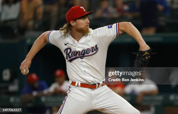 Jon Gray of the Texas Rangers pitches against the St. Louis Cardinals during the first inning at Globe Life Field on June 7, 2023 in Arlington, Texas.