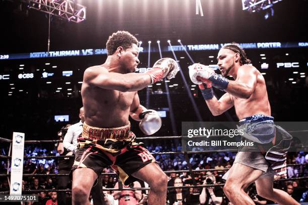 Keith Thurman defeats Shawn Porter by Unanimous Decsion in their WBA Welterweight title fight at the Barclays Center on June 25, 2016 in the Brooklyn...