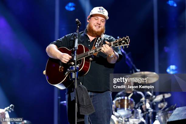 Luke Combs performs on stage during day one of CMA Fest 2023 at Nissan Stadium on June 08, 2023 in Nashville, Tennessee.