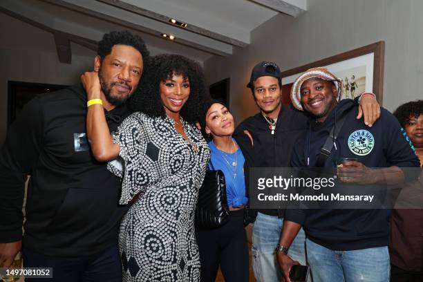 Tasha Smith, Meagan Good, Cory Hardrict, and guests attend “The Blackening” LA tastemaker screening at the London West Hollywood at Beverly Hills on...