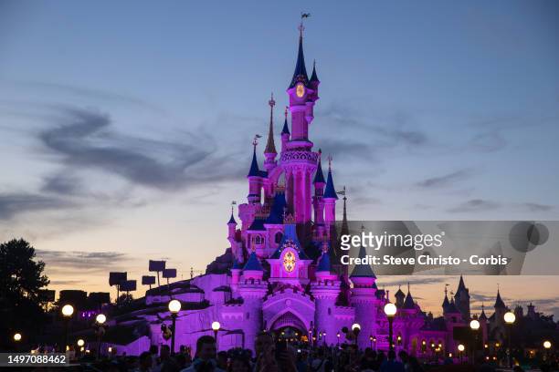 General view of the attractions and rides at Disneyland Paris during the Disneyland Paris 30th anniversary celebrations on August 24, 2022 in Paris,...