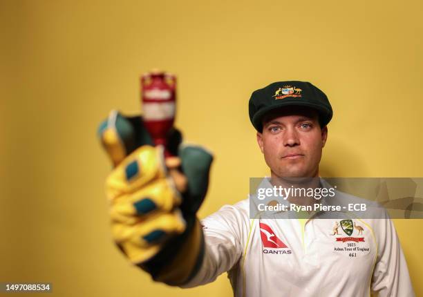 Alex Carey of Australia poses for a portrait ahead of the 2023 Ashes Test Series on June 02, 2023 in London, England.