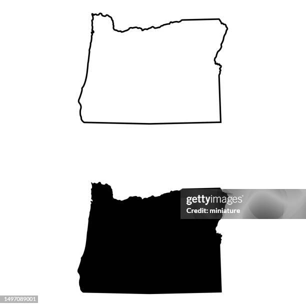ilustraciones, imágenes clip art, dibujos animados e iconos de stock de mapa de oregon - oregón estado de los ee uu