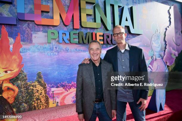 Jim Morris, President, Pixar Animation Studios, and Pete Docter, CCO, Pixar, attend the World Premiere of Disney and Pixar's feature film "Elemental"...