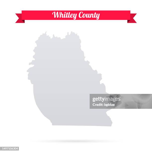 whitley county, kentucky. map on white background with red banner - williamsburg stock illustrations