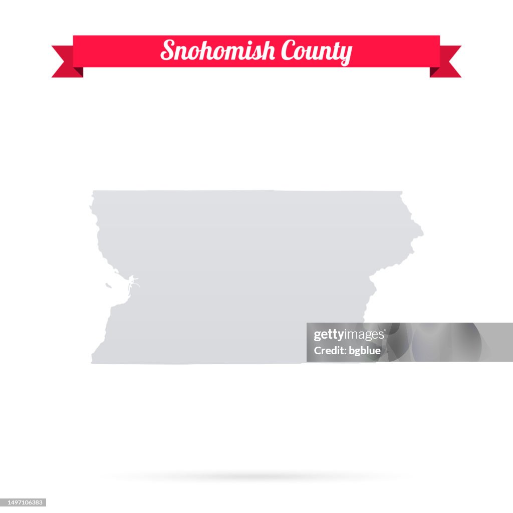 Snohomish County, Washington. Map on white background with red banner