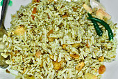 Fried Rice with Tomato Slices, Green Chilies, Myanmar, Burmese Famous  Fermented Green Tea Mixed Salad Cuisine.