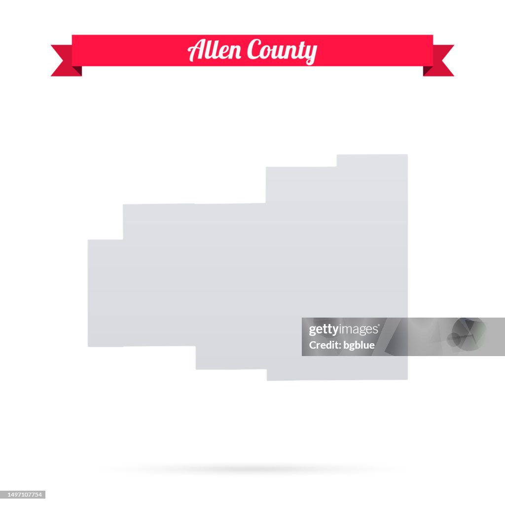 Allen County, Ohio. Map on white background with red banner