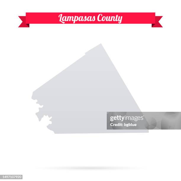 lampasas county, texas. map on white background with red banner - texas map flag stock illustrations