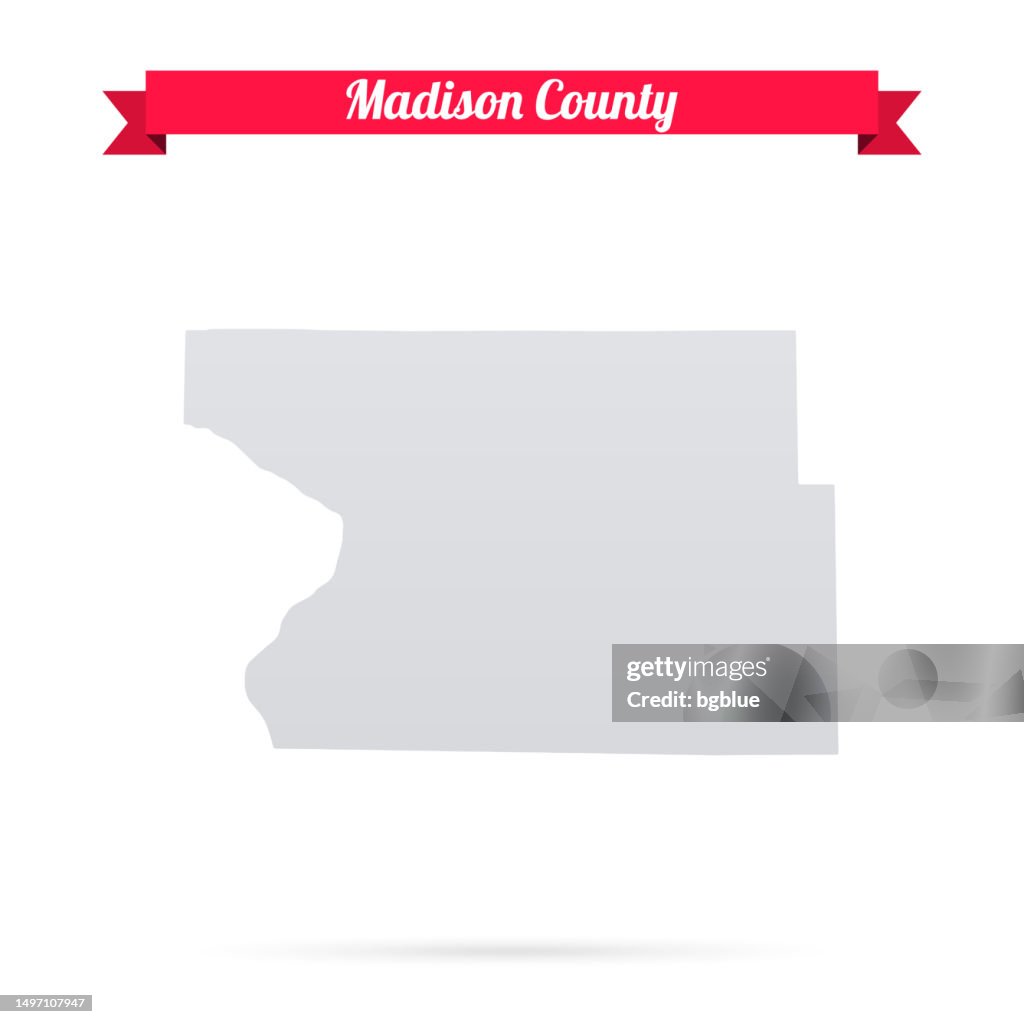 Madison County, Illinois. Map on white background with red banner