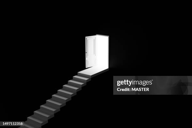 stairs symbolizing hope and freedom - black and white stairs stock pictures, royalty-free photos & images