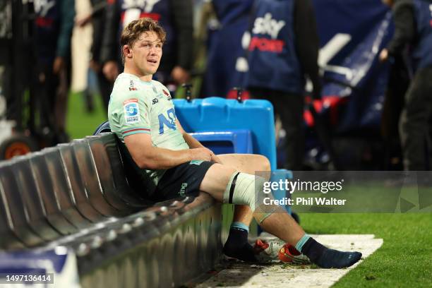 Michael Hooper of the Waratahs following the Super Rugby Pacific Quarter Final match between Blues and Waratahs at Eden Park, on June 09 in Auckland,...