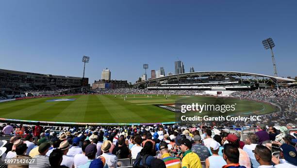 General view of the inside of the stadium during day three of the ICC World Test Championship Final between Australia and India at The Oval on June...