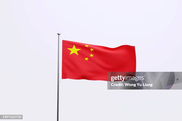 china flag isolated with white background - chinese national flag stock pictures, royalty-free photos & images