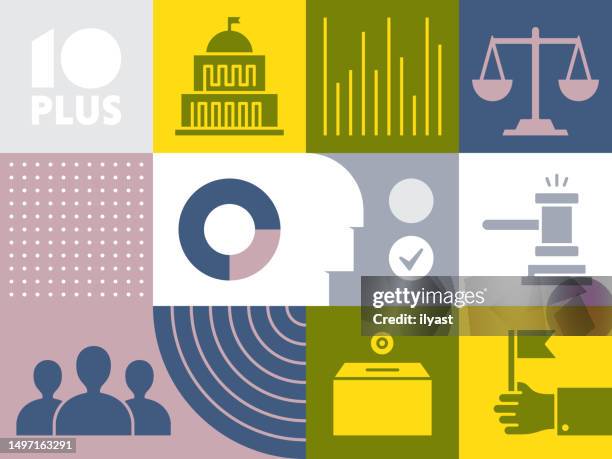 ilustrações de stock, clip art, desenhos animados e ícones de pattern infographic with icons for legal counsel - funcionário público