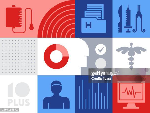 pattern infographic with icons for medical services - medical symbol stock illustrations