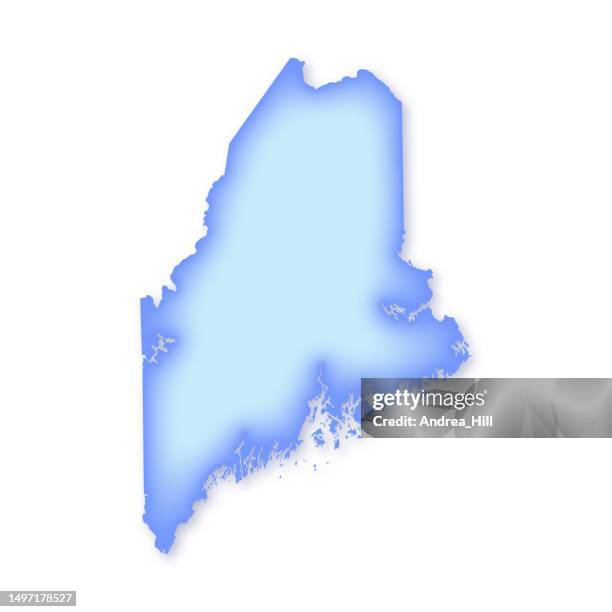 maine soft blue vector map illustration - drop shadow vector stock illustrations