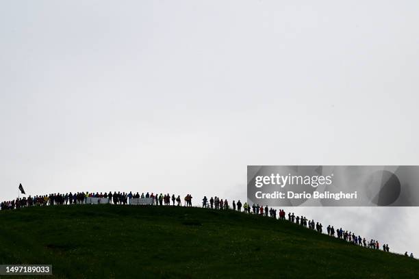 Fans at the Col des Aravis during the 75th Criterium du Dauphine 2023, Stage 6 a 170.2km stage from Nantua to Crest-Voland 1218m / #UCIWT / on June...