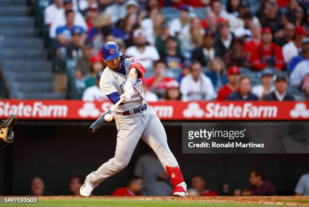 Seiya Suzuki of the Chicago Cubs at Angel Stadium of Anaheim on June 08, 2023 in Anaheim, California.