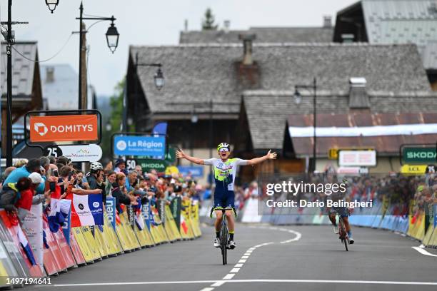 Georg Zimmermann of Germany and Team Intermarché - Circus - Wanty celebrates at finish line as stage winner during the 75th Criterium du Dauphine...