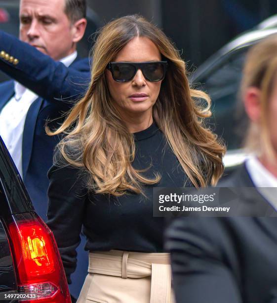 Former U.S. First Lady Melania Trump arrives at Trump Tower in Manhattan on June 8, 2023 in New York City.
