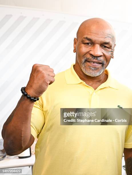 Mike Tyson attends the 2023 French Open at Roland Garros on June 09, 2023 in Paris, France.