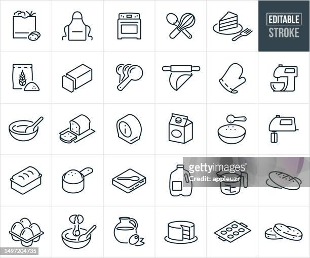 backen thin line icons - editierbare strich - flour stock-grafiken, -clipart, -cartoons und -symbole