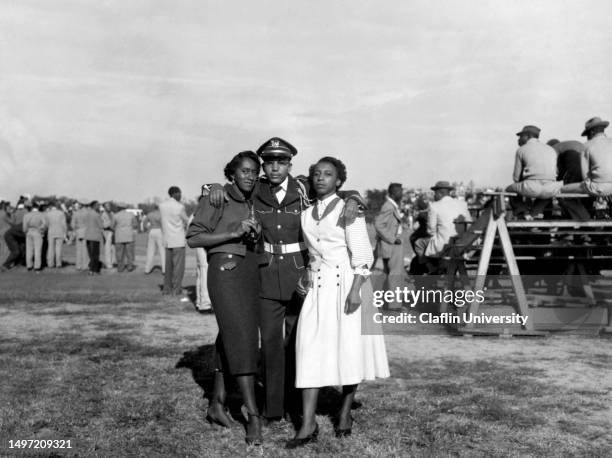 Candid photo of attendees of the Claflin University football game in the 1950s.