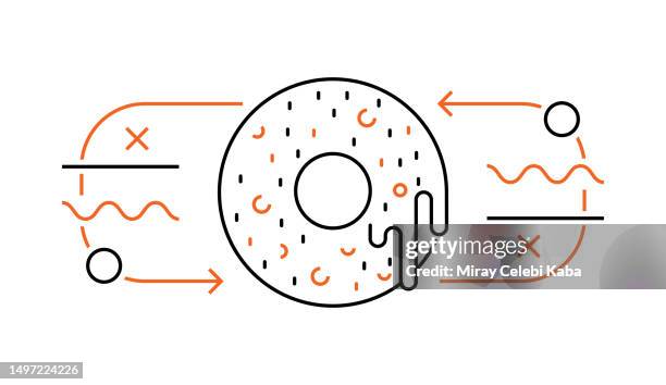 stockillustraties, clipart, cartoons en iconen met bakery donut line icon design. dessert, cake, candy. - cafeteria