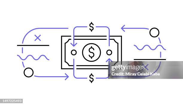 money flow line icon design - silver belt stock illustrations