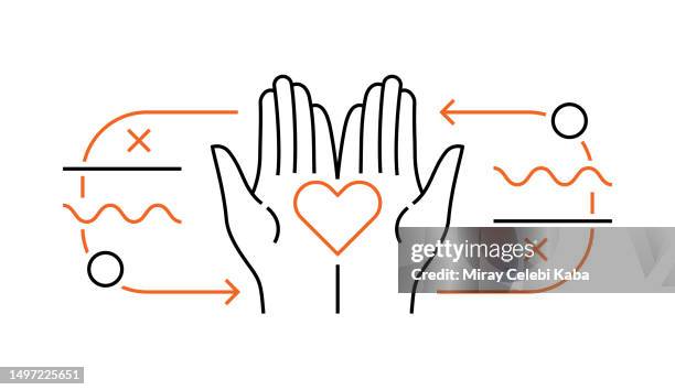 organ donation line icon design. volunteer, a helping hand, support, sharing, hope, giving, donation box. - fundraiser thermometer stock illustrations